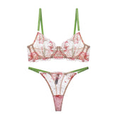 Flower Embroidery Corset Set